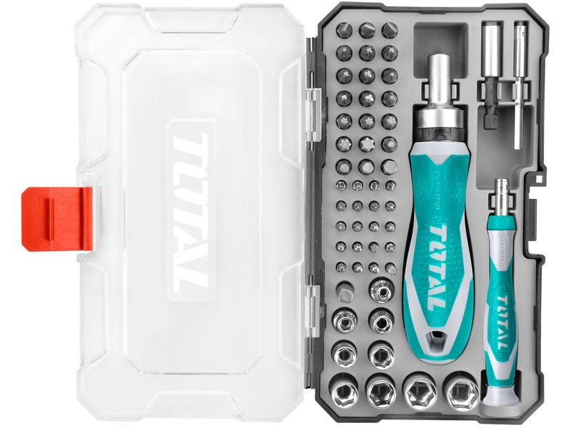 Total Ratel en schroevendraaiers met moeren en punten, set van 55 stuks, industrieel